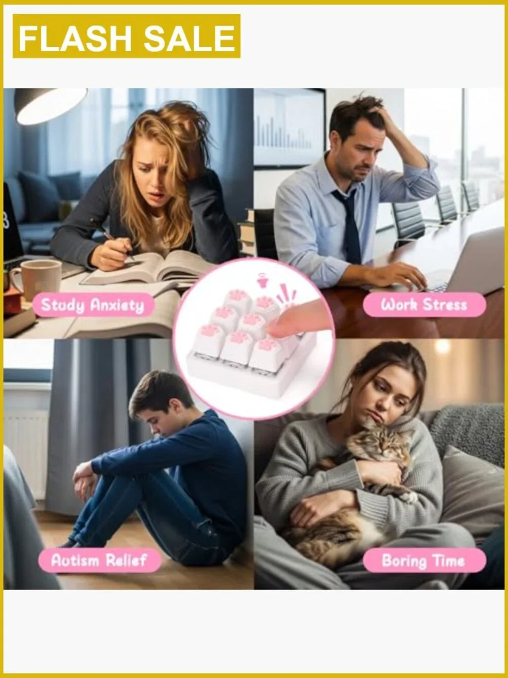 Cat Paw Keyboard Fidget Toy Stress Relief Keychain